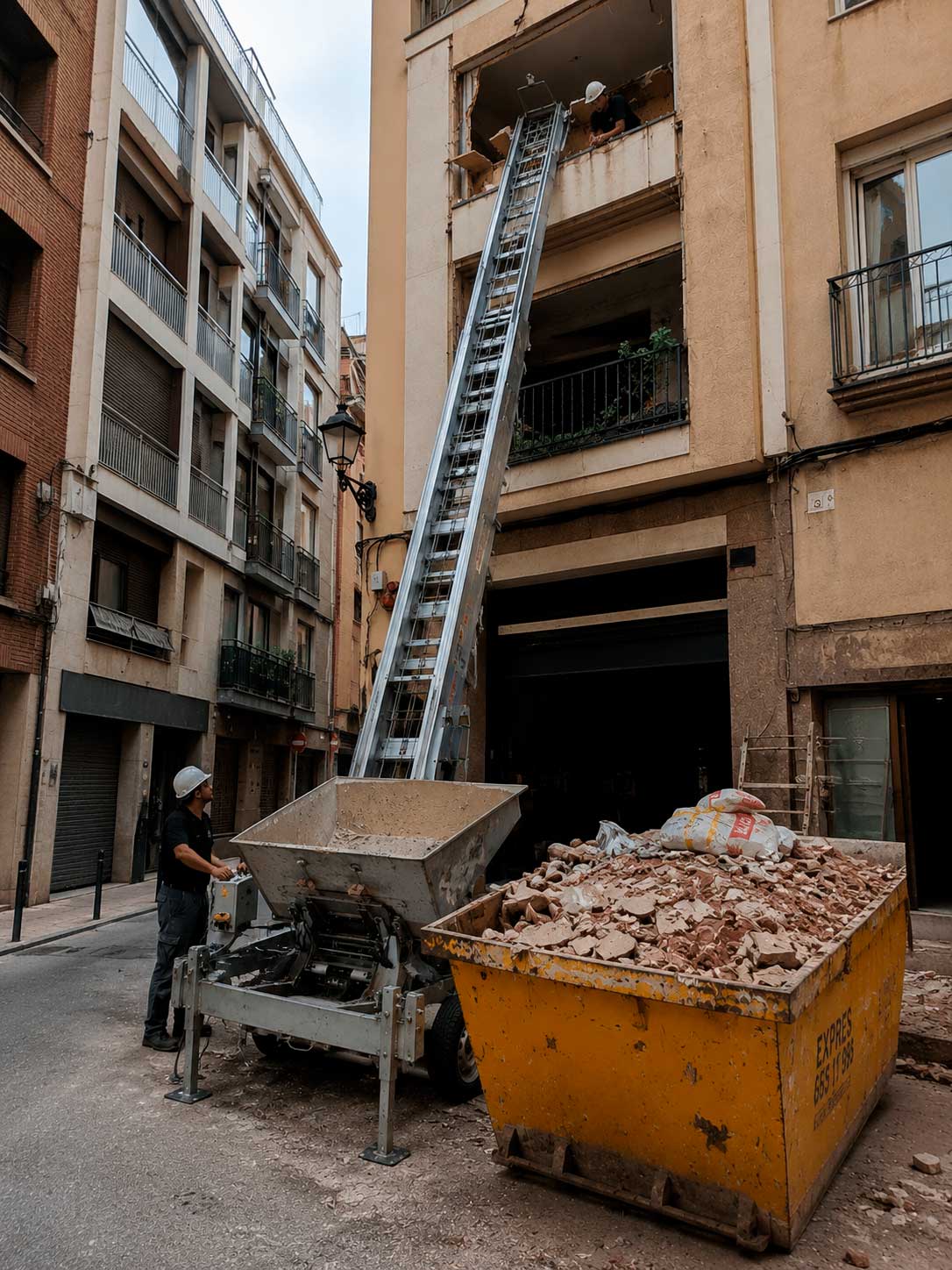 Elevador para mudanzas Bajada de escombros con elevado