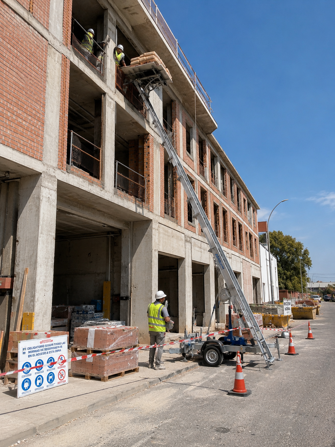 Elevación de ventanas, puertas y carpintería Elevador para material de obra y reformas