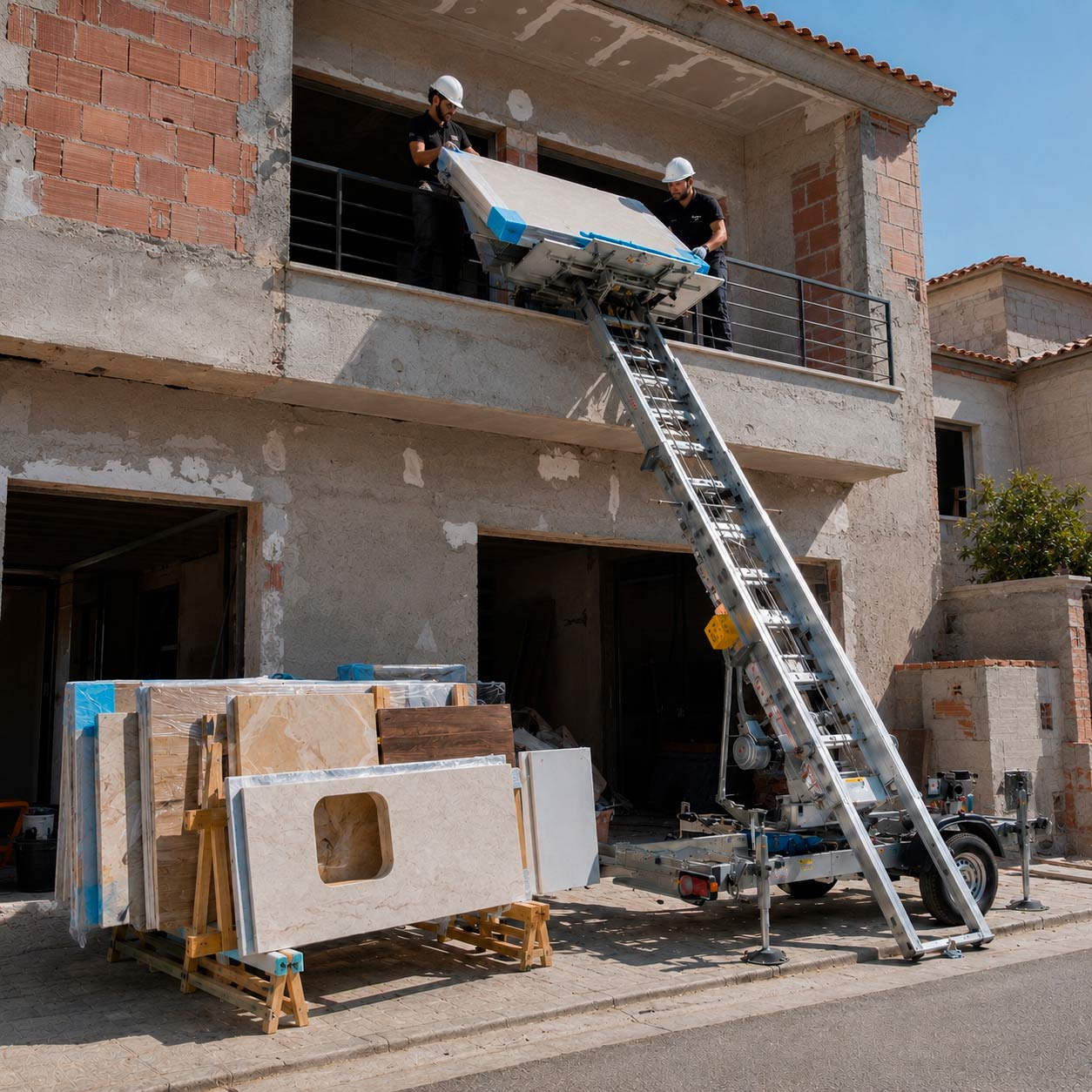 Elevación de encimeras y materiales delicados Servicio elevador encimeras y piezas delicadas